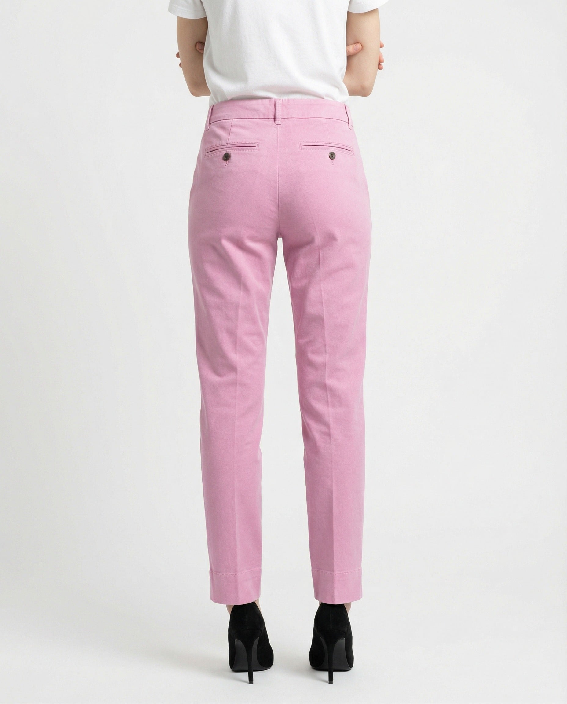 PESERICO WOMEN'S PINK CASUAL COTTON TROUSERS
