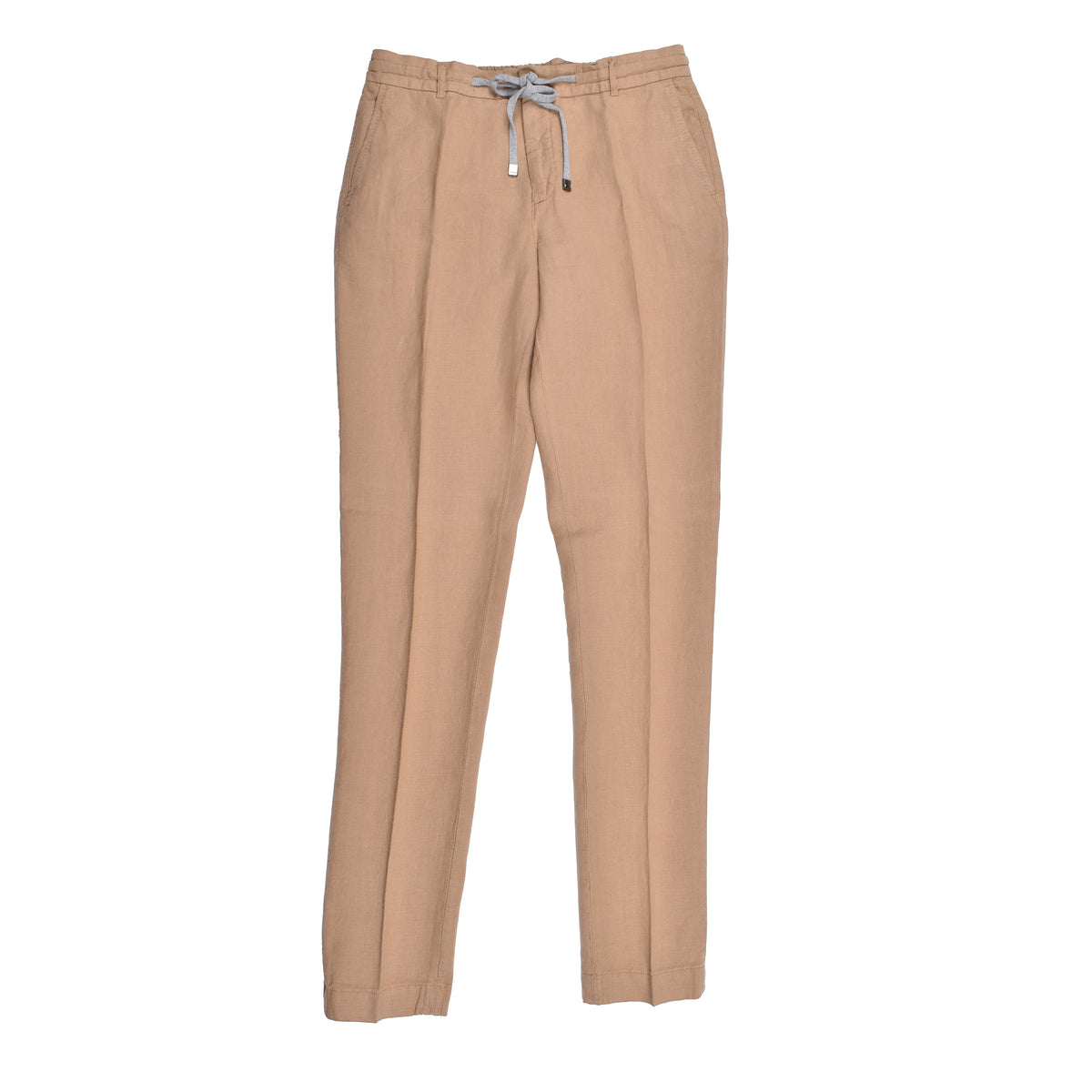 PESERICO MEN'S BEIGE LINEN CASUAL TROUSERS