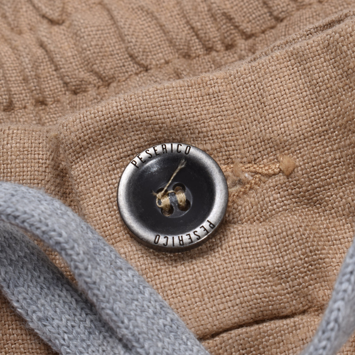PESERICO MEN'S BEIGE LINEN CASUAL TROUSERS