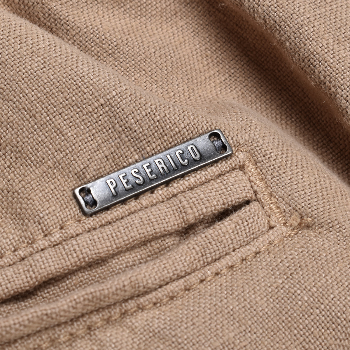 PESERICO MEN'S BEIGE LINEN CASUAL TROUSERS