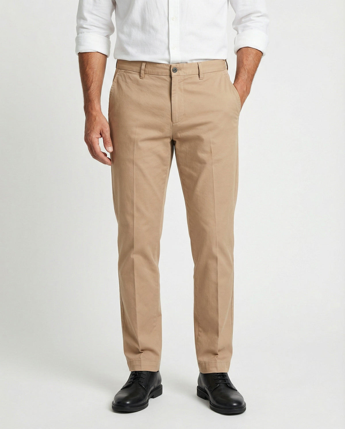 PESERICO MEN'S BEIGE TAILORED CHINO TROUSERS