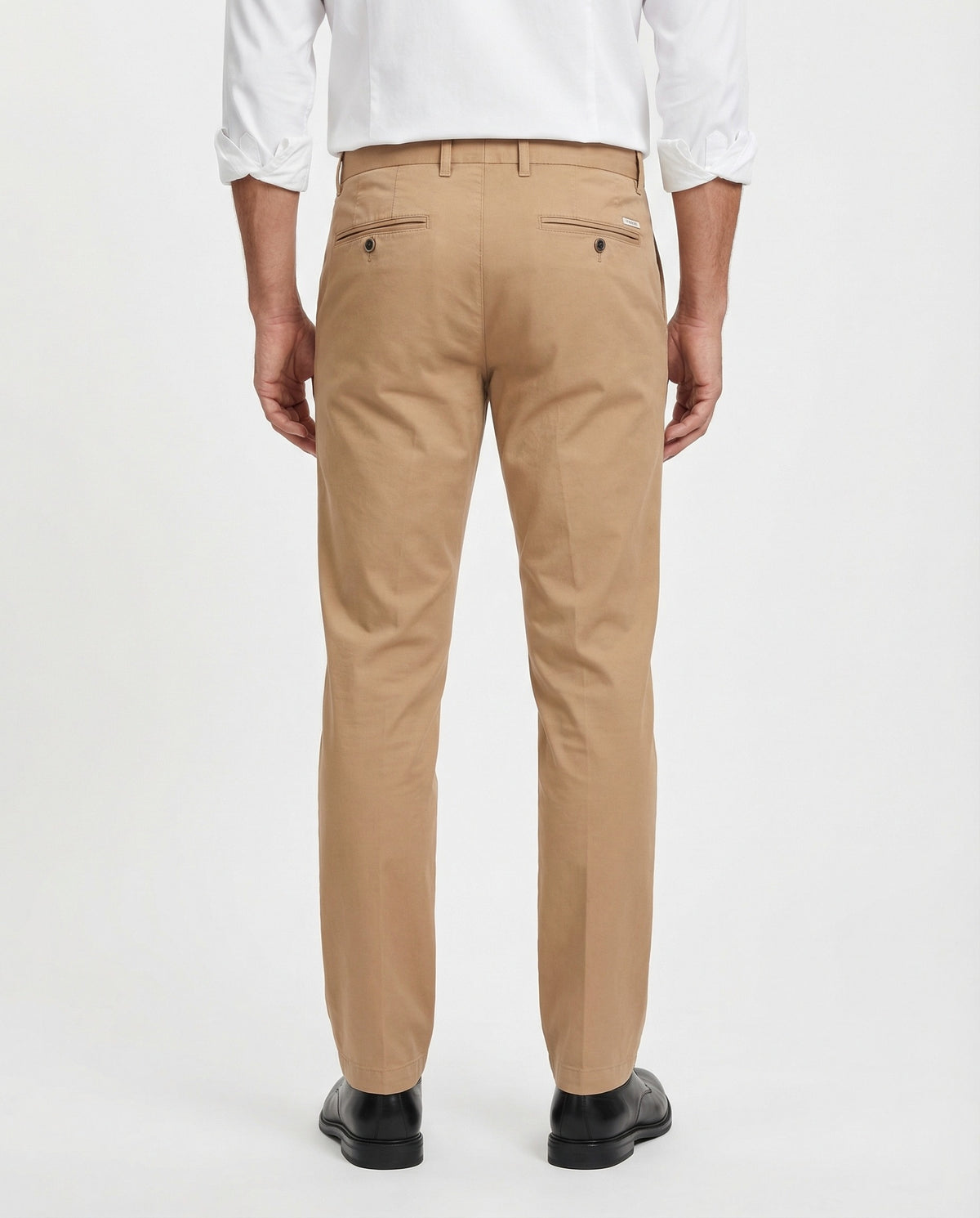 PESERICO MEN'S BEIGE TAILORED CHINO TROUSERS
