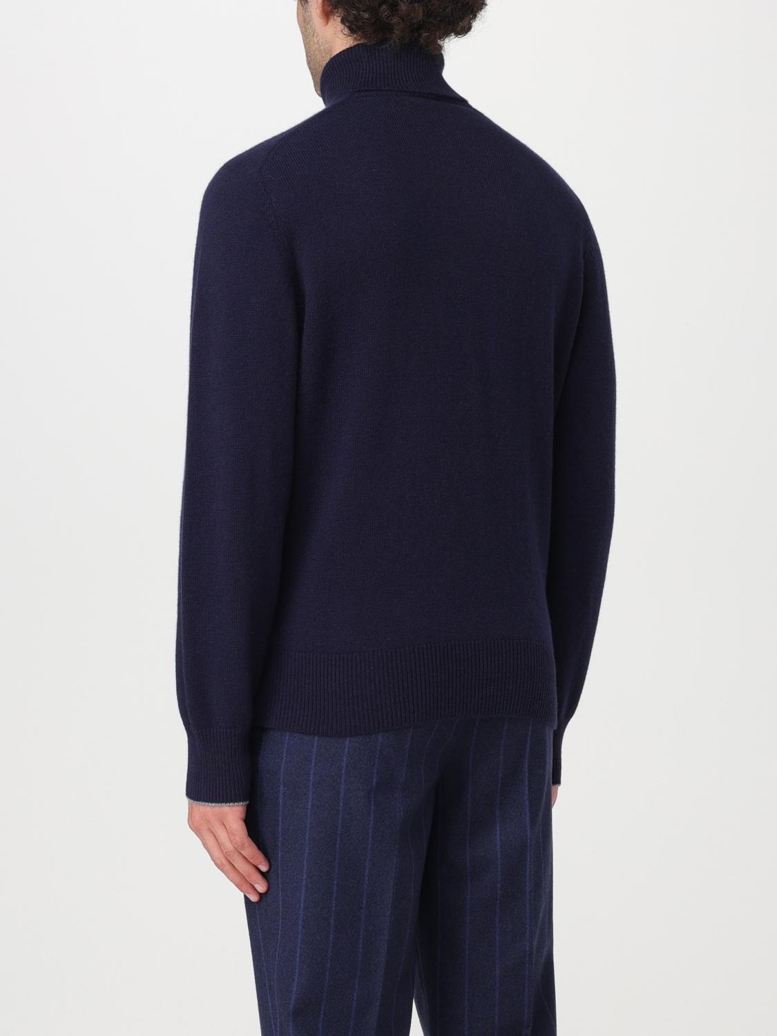 BRUNELLO CUCINELLI MEN'S NAVY CASHMERE TURTLENECK SWEATER