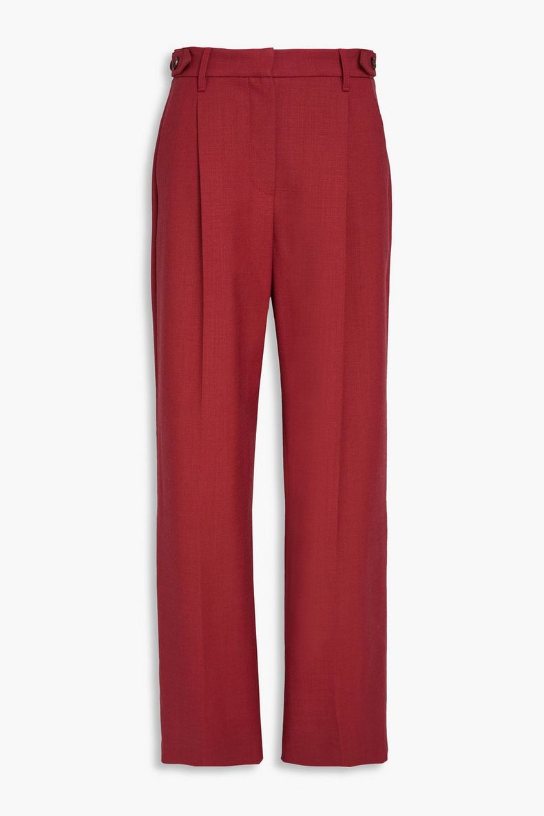 BRUNELLO CUCINELLI WOMEN'S RED WOOL TAILORED TROUSERS