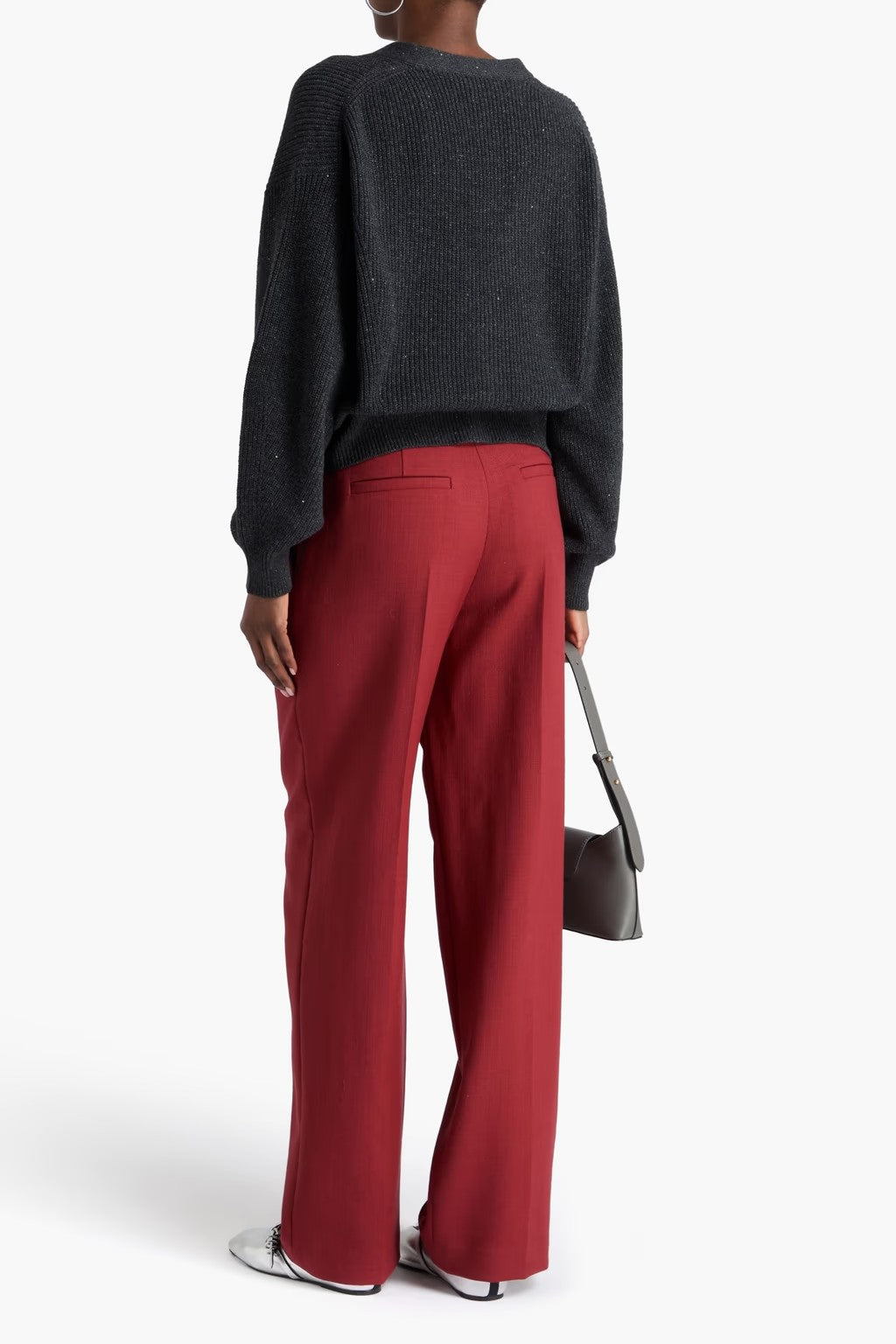 BRUNELLO CUCINELLI WOMEN'S RED WOOL TAILORED TROUSERS