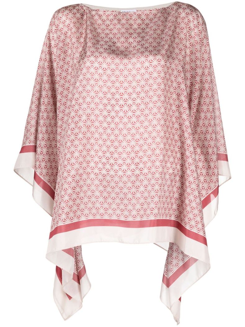 BRUNELLO CUCINELLI WOMEN'S RED SILK OVERSIZED SHIRT