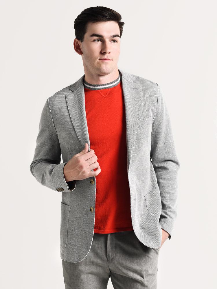 ELEVENTY MEN'S MEDIUM GREY WOOL TAILORED BLAZER PATCH POCKETS