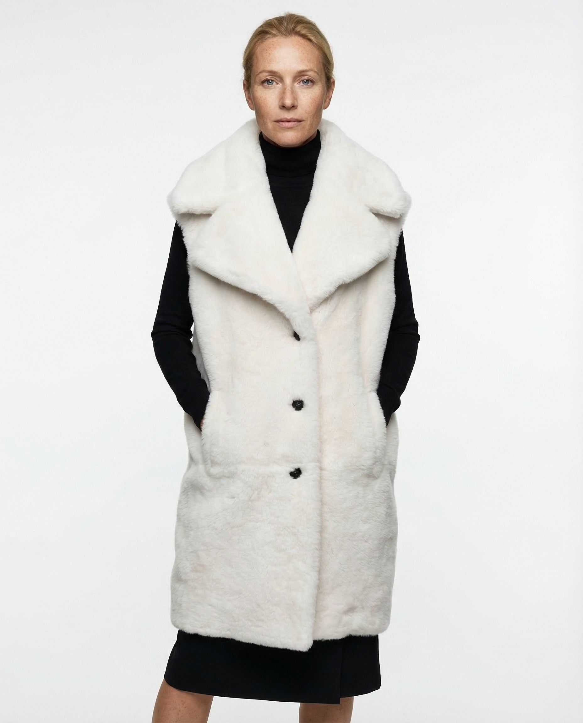 MARNI WOMEN'S WHITE FUR SLEEVELESS JACKET