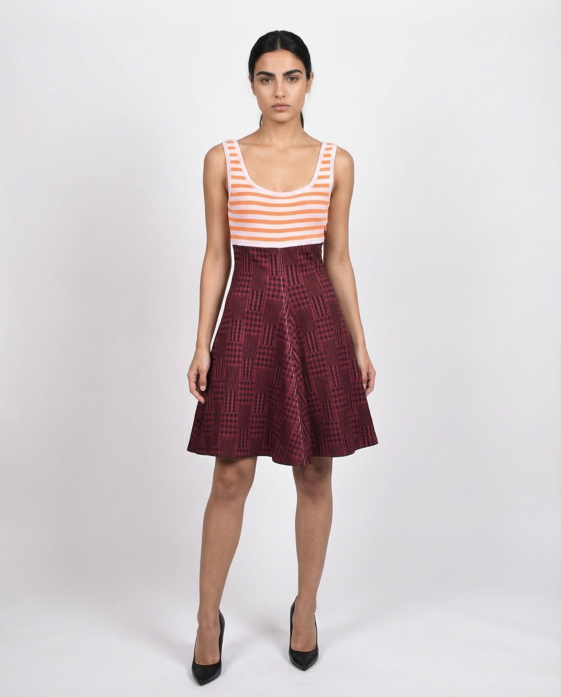 MARNI WOMEN'S RED STRIPED KNIT DRESS