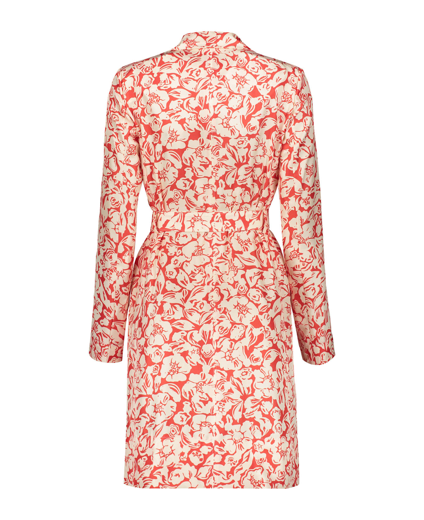 LANVIN WOMEN'S RED SILK FLORAL WRAP MIDI DRESS