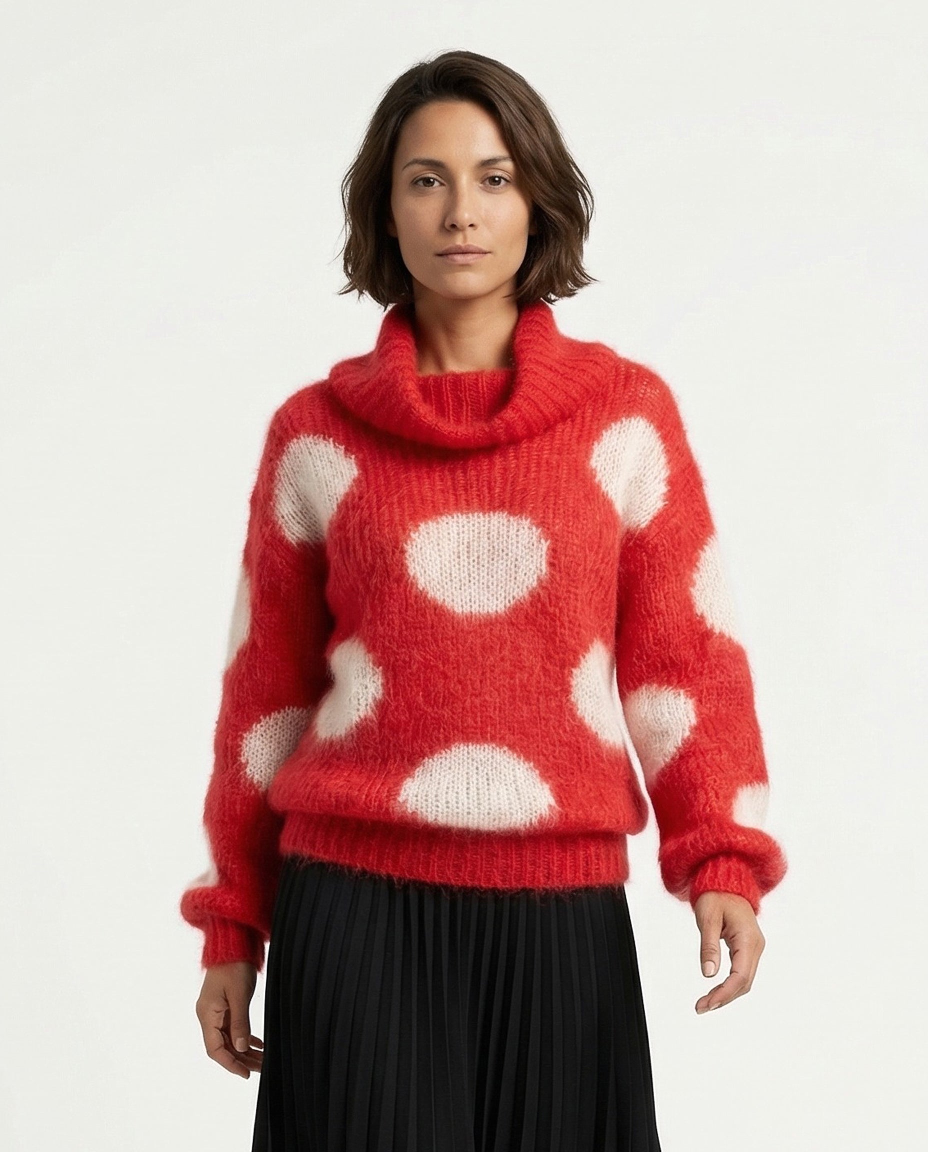 MARNI WOMEN'S RED POLKA DOT KNIT SWEATER