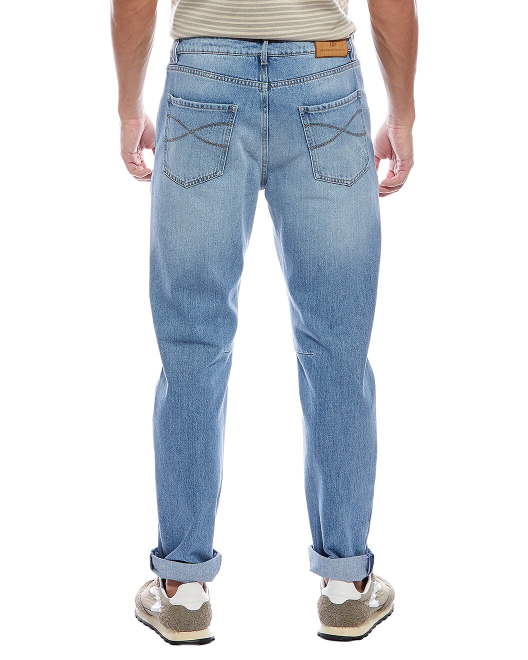 BRUNELLO CUCINELLI MEN'S LIGHT WASH DENIM JEANS