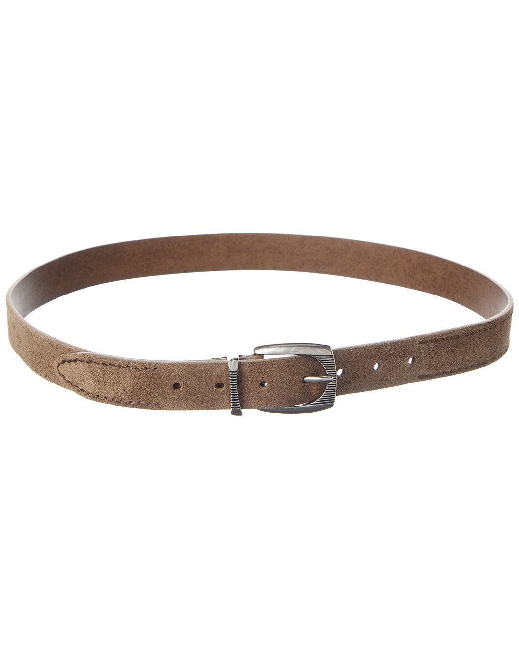 BRUNELLO CUCINELLI MEN'S MUD EVERGREEN SUEDE LEATHER BELT