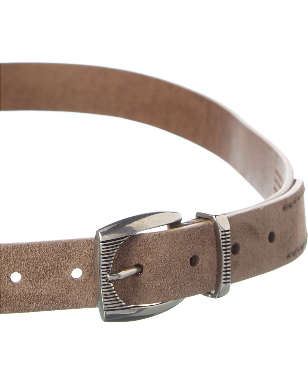 BRUNELLO CUCINELLI MEN'S MUD EVERGREEN SUEDE LEATHER BELT