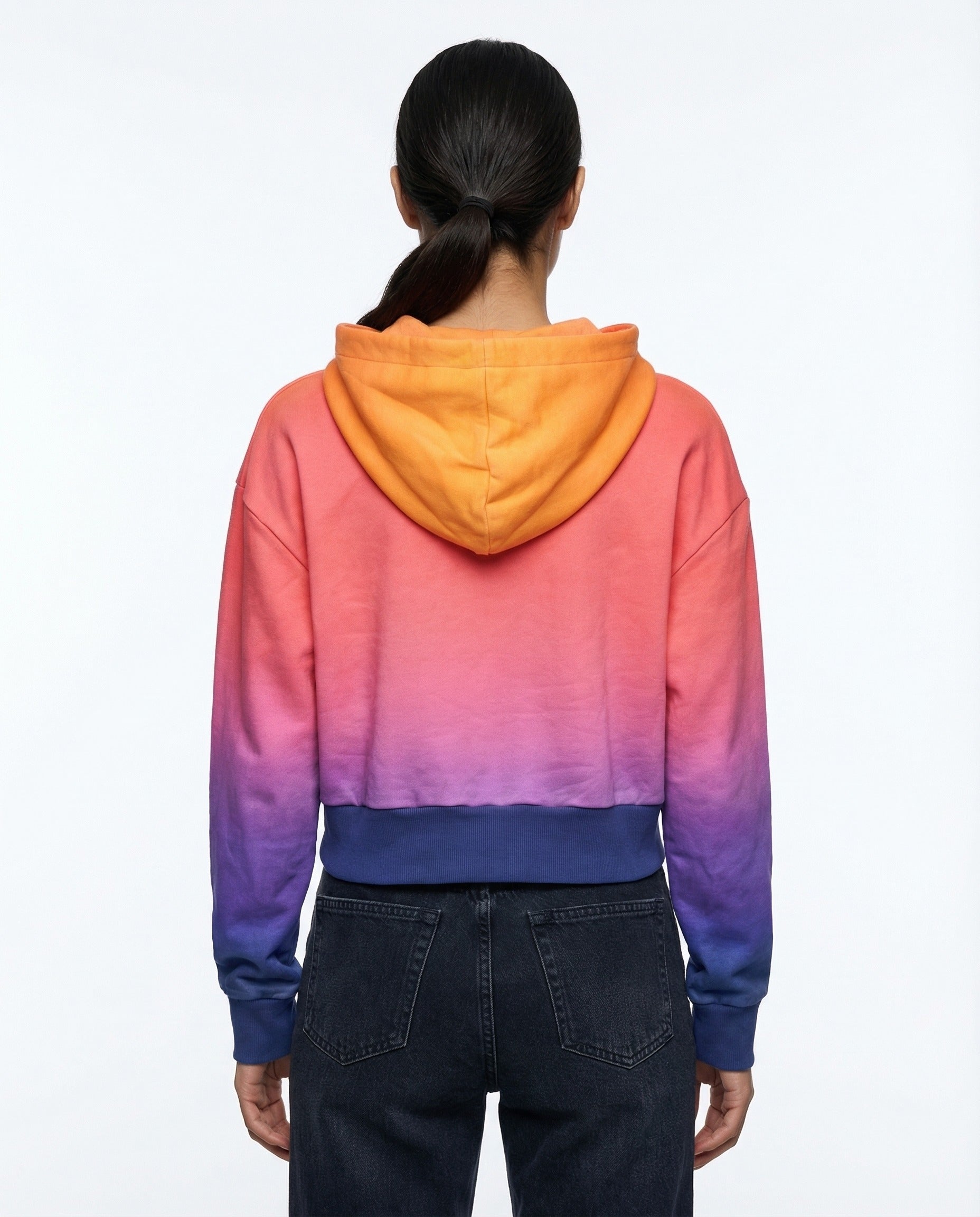 BALMAIN WOMEN'S PINK ORANGE GRADIENT HOODIE