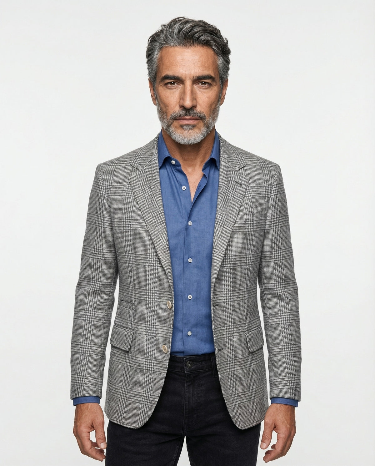 BRUNELLO CUCINELLI MEN'S GREY WOOL BLEND BLAZER