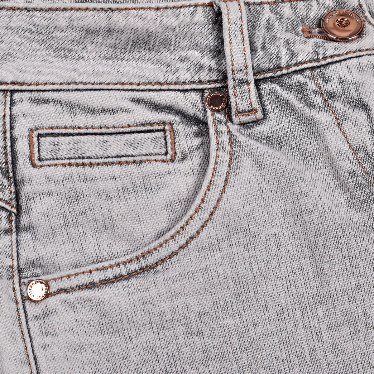 BRUNELLO CUCINELLI WOMEN'S LIGHT GREY SKINNY DENIM TROUSERS