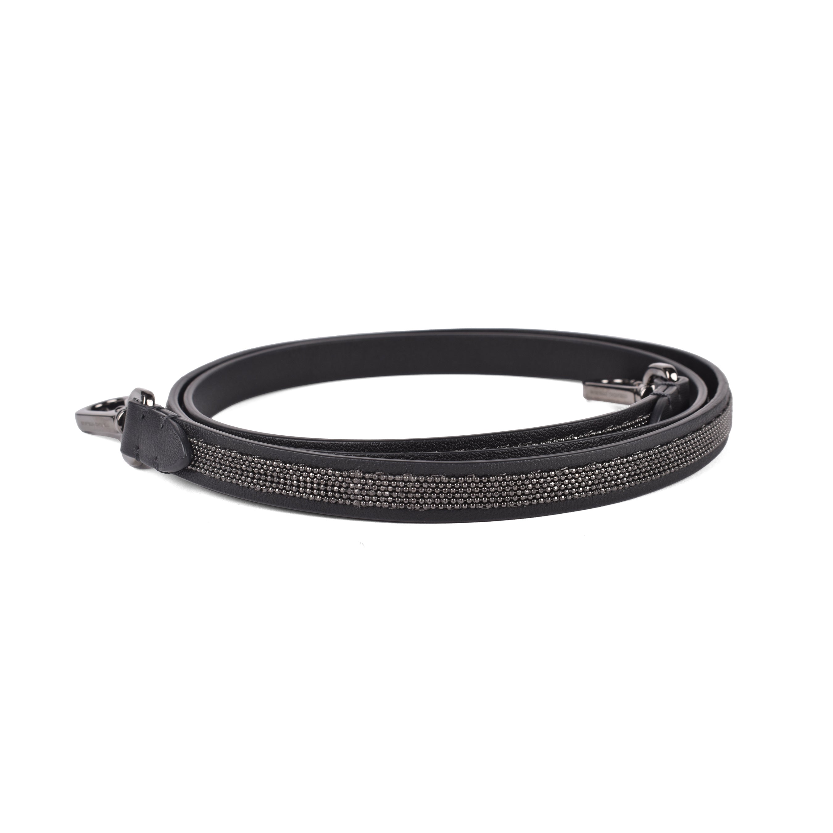 BRUNELLO CUCINELLI WOMEN'S ULTRABLACK LEATHER SHOULDER STRAP ACCESSORY