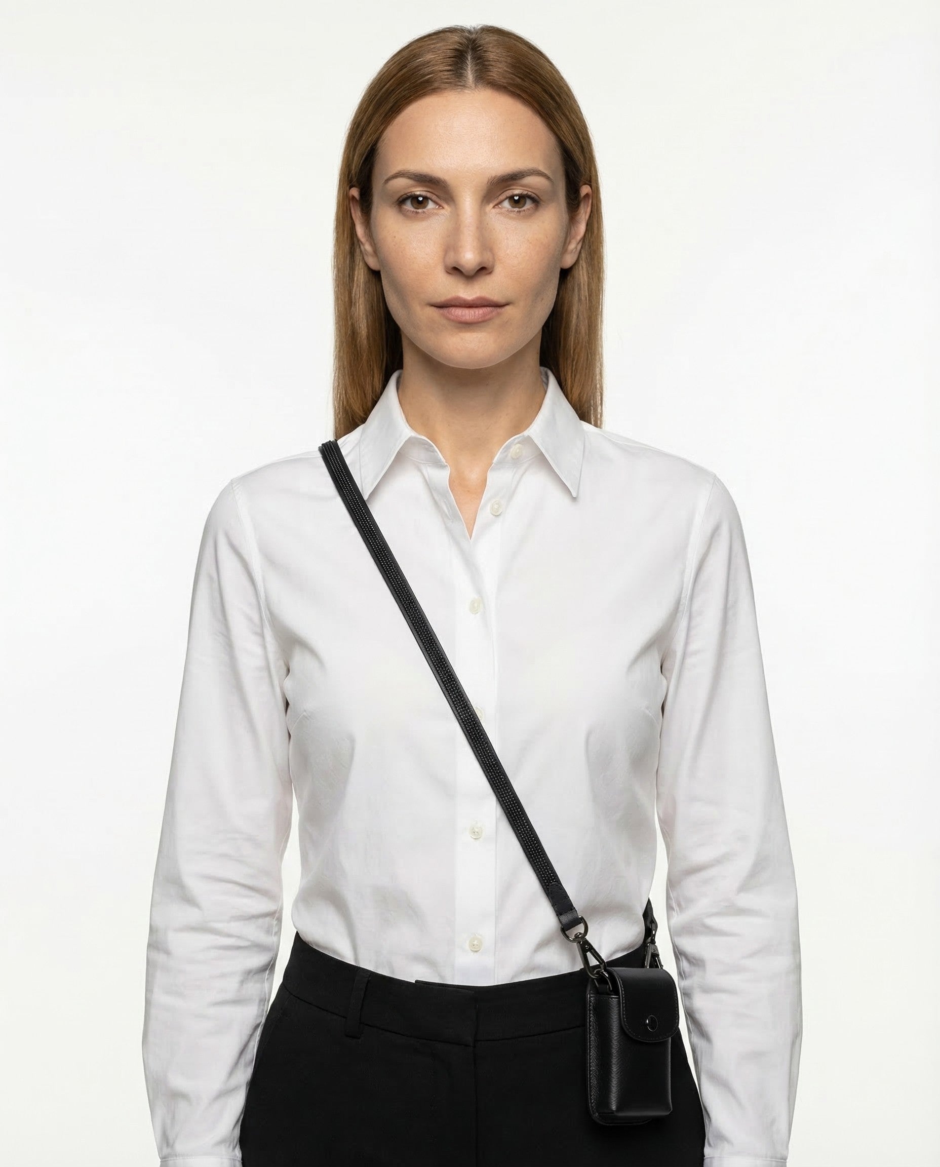 BRUNELLO CUCINELLI WOMEN'S ULTRABLACK LEATHER SHOULDER STRAP ACCESSORY