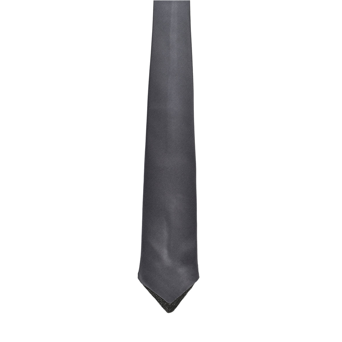 BRUNELLO CUCINELLI WOMEN'S GRAY SILK TIE WITH MONILI BEADS