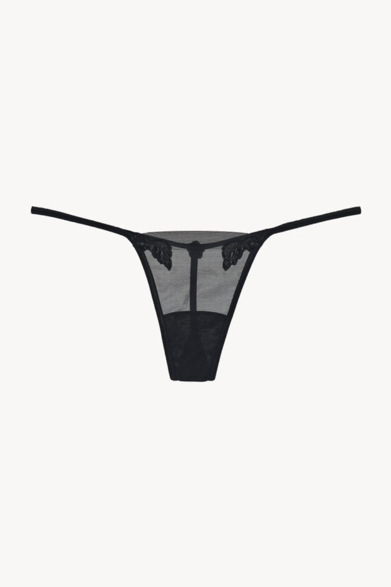 La Perla Maison Contouring Sheer Black Stretch Tulle Thong