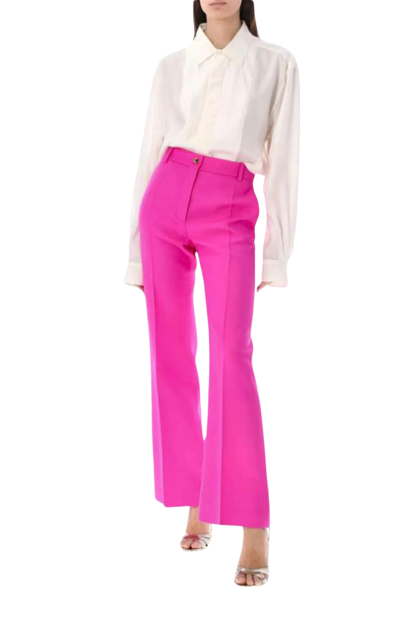 Valentino Solid Button Accent Straight Casual Pants Pink PP 2B3RB5601CF_UWT