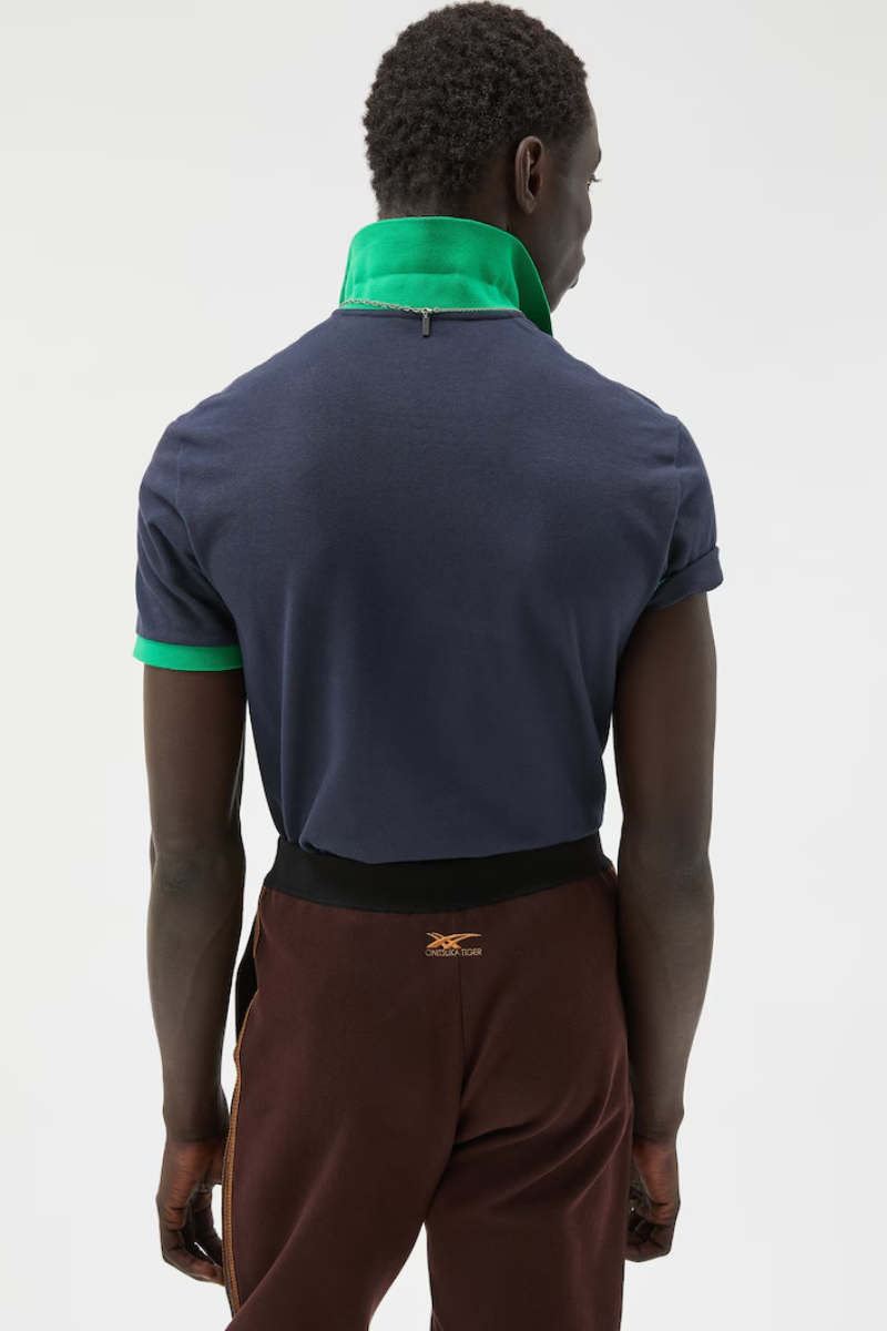 Versace Logo Embroidered Pique Polo Shirt-Green