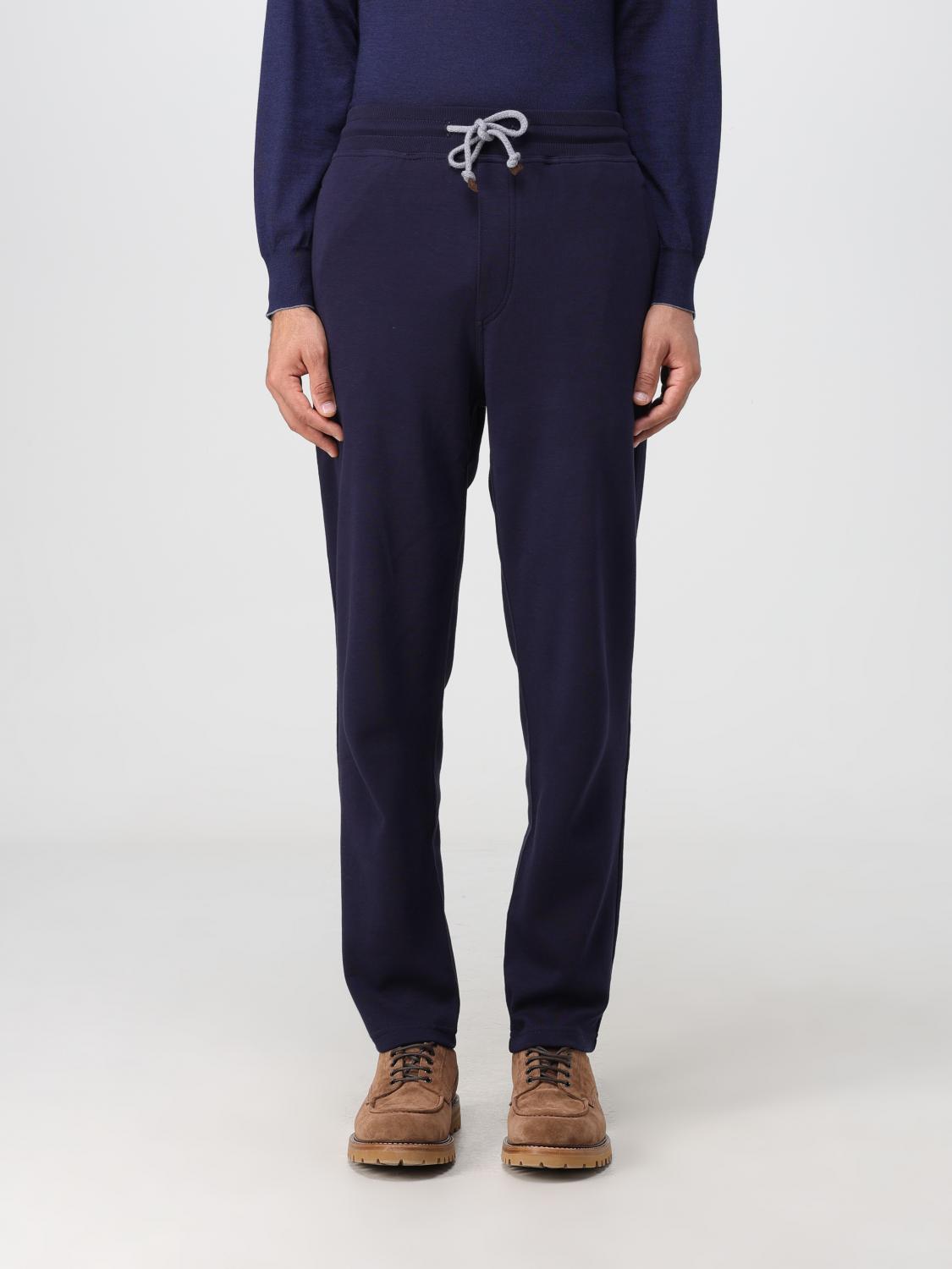 BRUNELLO CUCINELLI MEN'S COBALT TAILORED DRAWSTRING TROUSERS