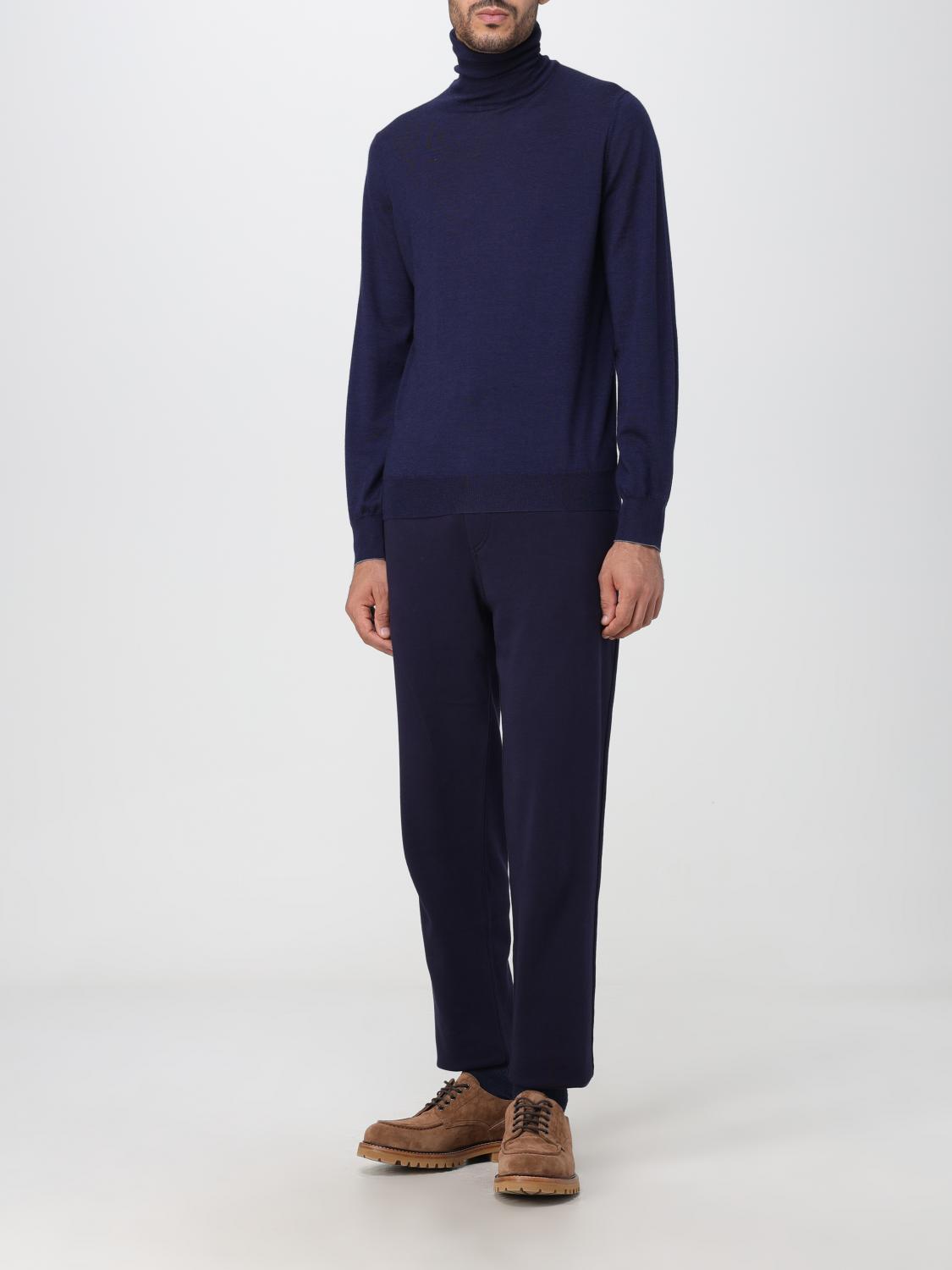 BRUNELLO CUCINELLI MEN'S COBALT TAILORED DRAWSTRING TROUSERS