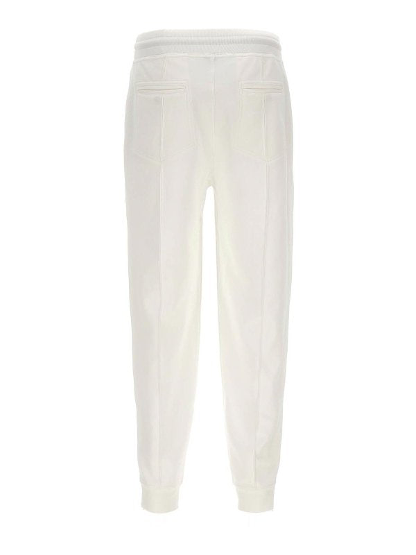 BRUNELLO CUCINELLI MEN'S OFF WHITE TAILORED TROUSERS WITH DRAWSTRING