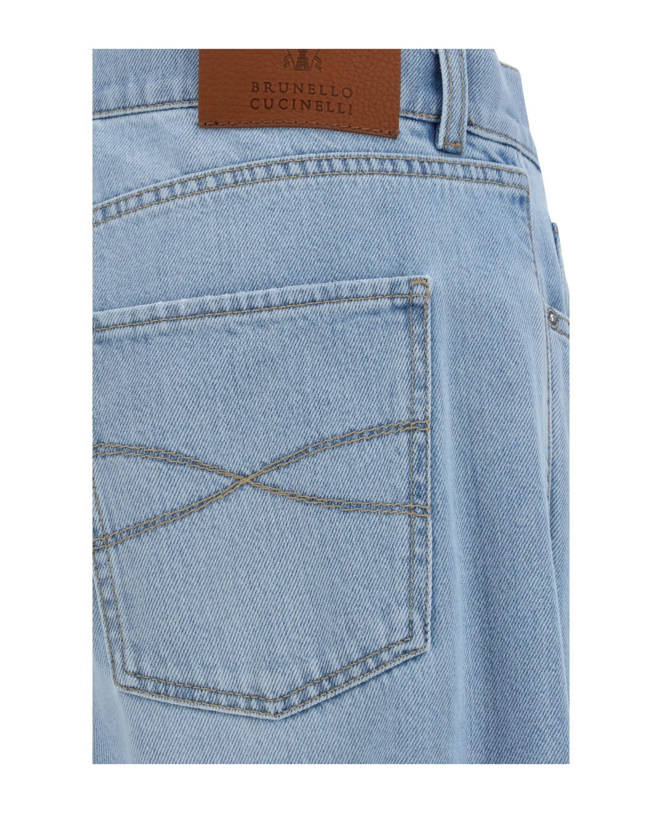 BRUNELLO CUCINELLI MEN'S LIGHT BLUE DENIM TROUSERS