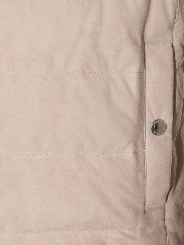 BRUNELLO CUCINELLI MEN'S BISCUIT LEATHER QUILTED VEST