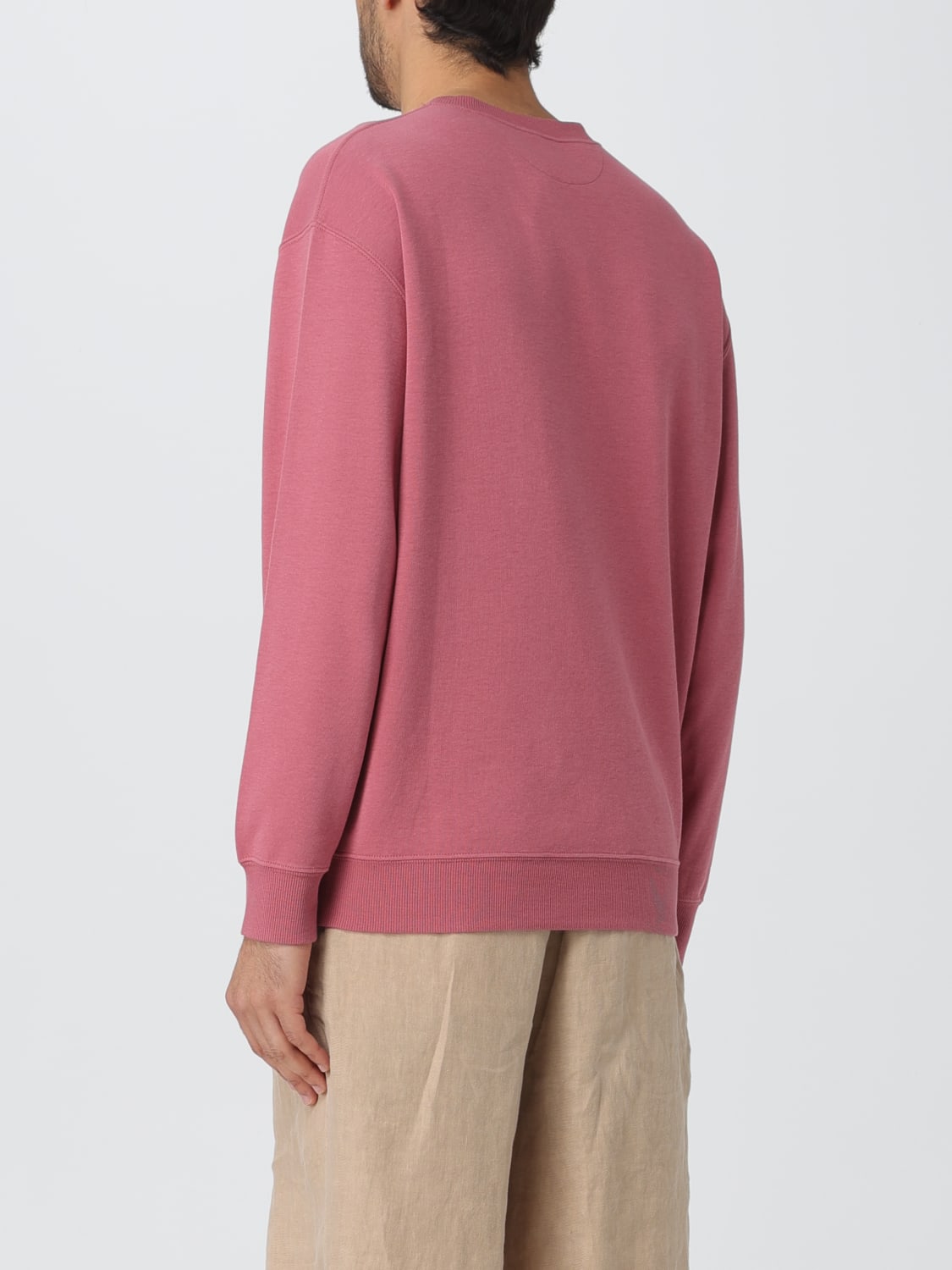 BRUNELLO CUCINELLI MEN'S RASPBERRY CREWNECK SWEATER