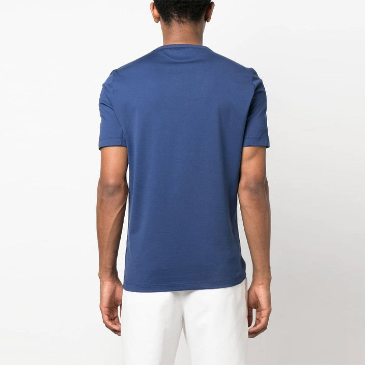 BRUNELLO CUCINELLI MEN'S BLUE COTTON CREW NECK T-SHIRT