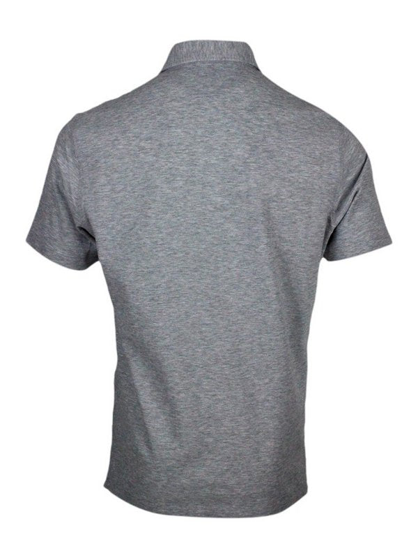 BRUNELLO CUCINELLI MEN'S LIGHT GREY POLO SHIRT