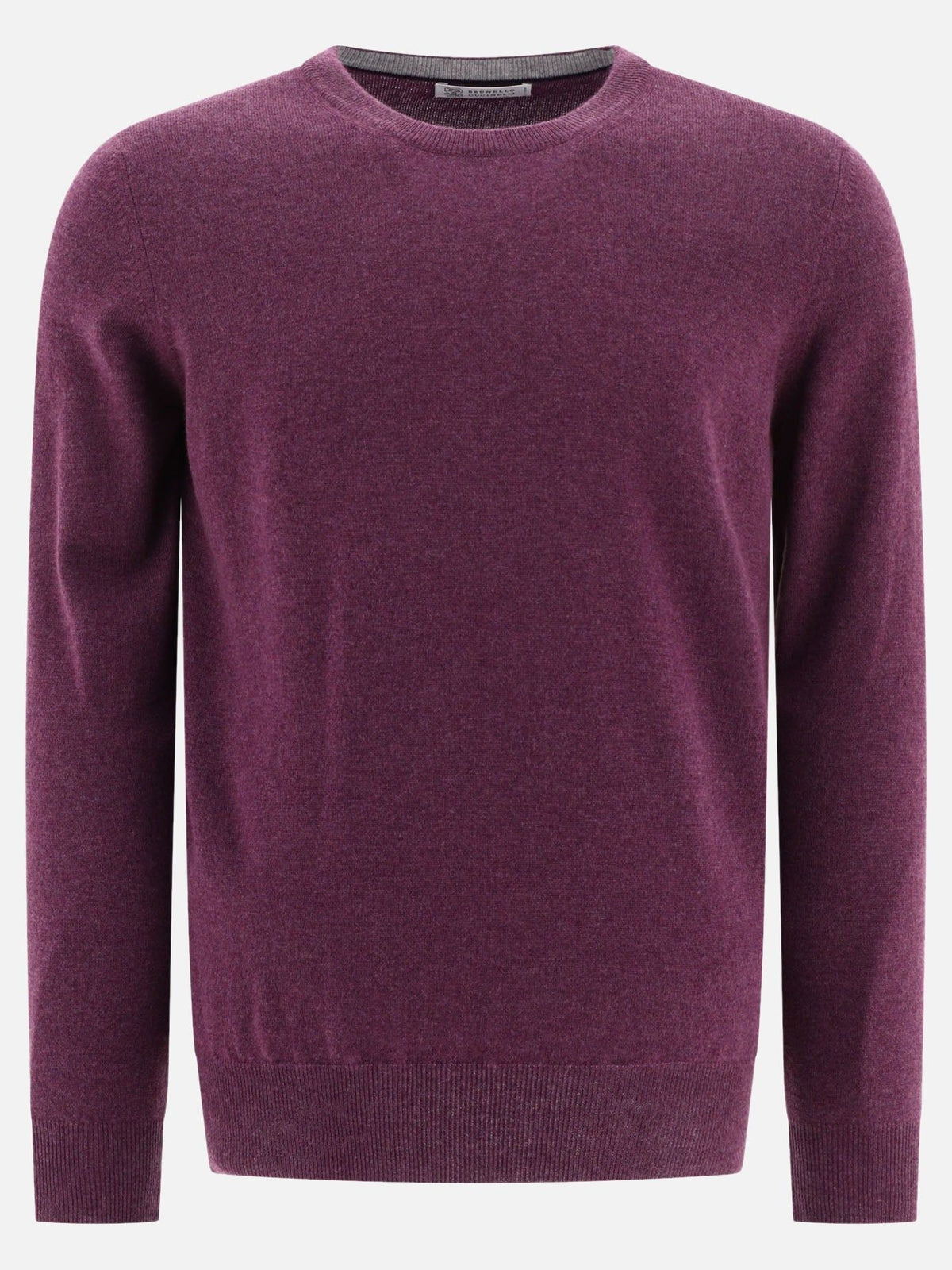 BRUNELLO CUCINELLI MEN'S PLUM CASHMERE CREWNECK SWEATER