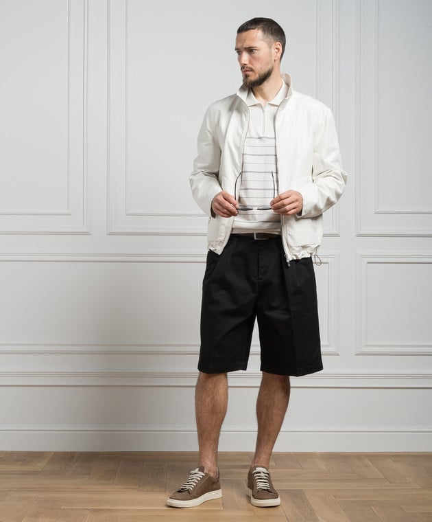BRUNELLO CUCINELLI MEN'S BLACK TAILORED COTTON SHORTS