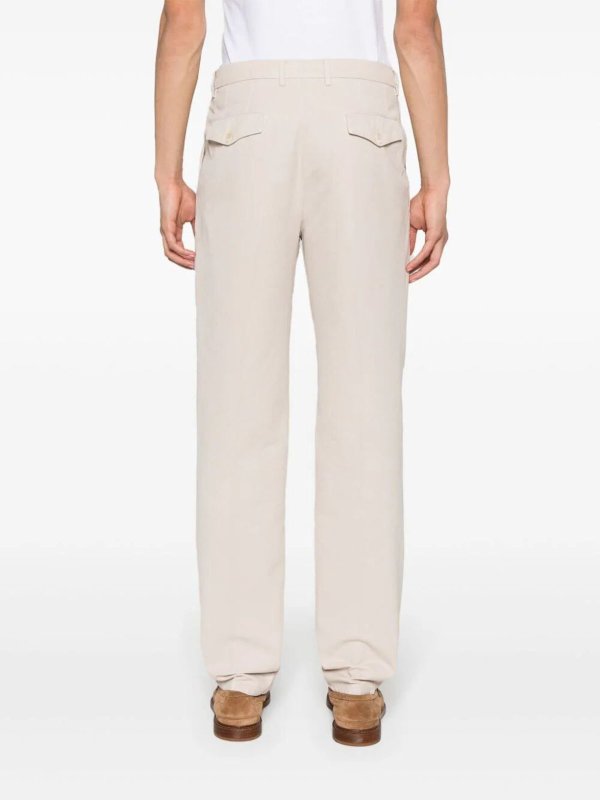 BRUNELLO CUCINELLI MEN'S CREAM PLEATED TAILORED TROUSERS