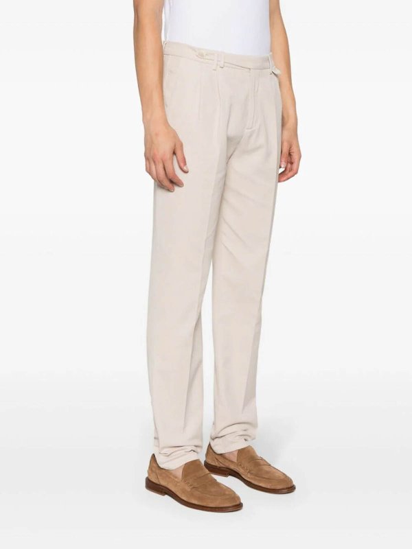 BRUNELLO CUCINELLI MEN'S CREAM PLEATED TAILORED TROUSERS