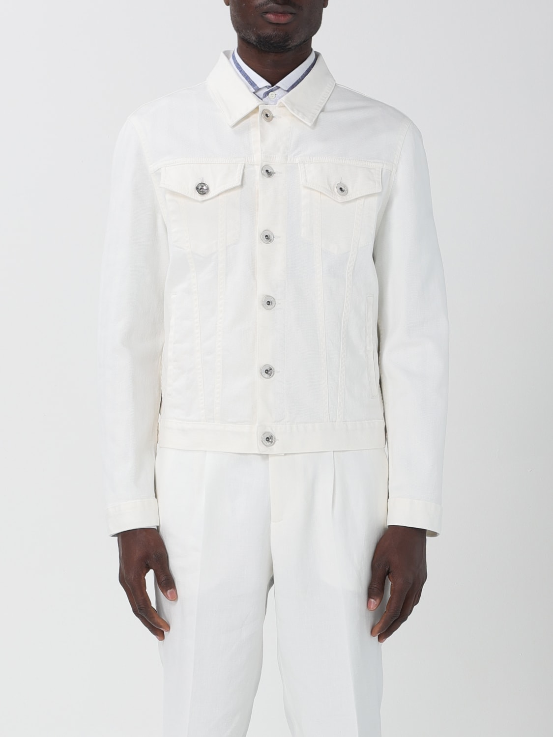 BRUNELLO CUCINELLI MEN'S SNOW WHITE TAILORED JACKET