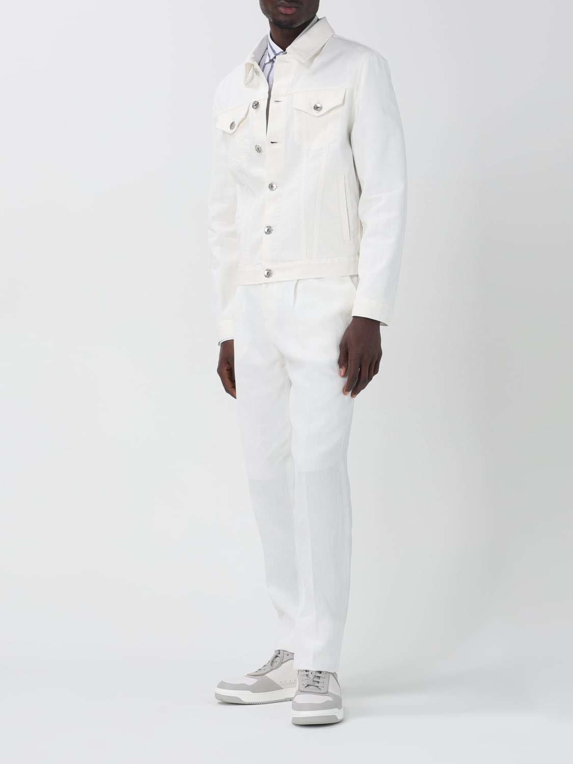 BRUNELLO CUCINELLI MEN'S SNOW WHITE TAILORED JACKET
