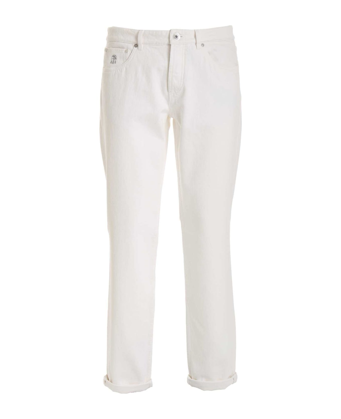 BRUNELLO CUCINELLI MEN'S SNOW WHITE TAILORED TROUSERS