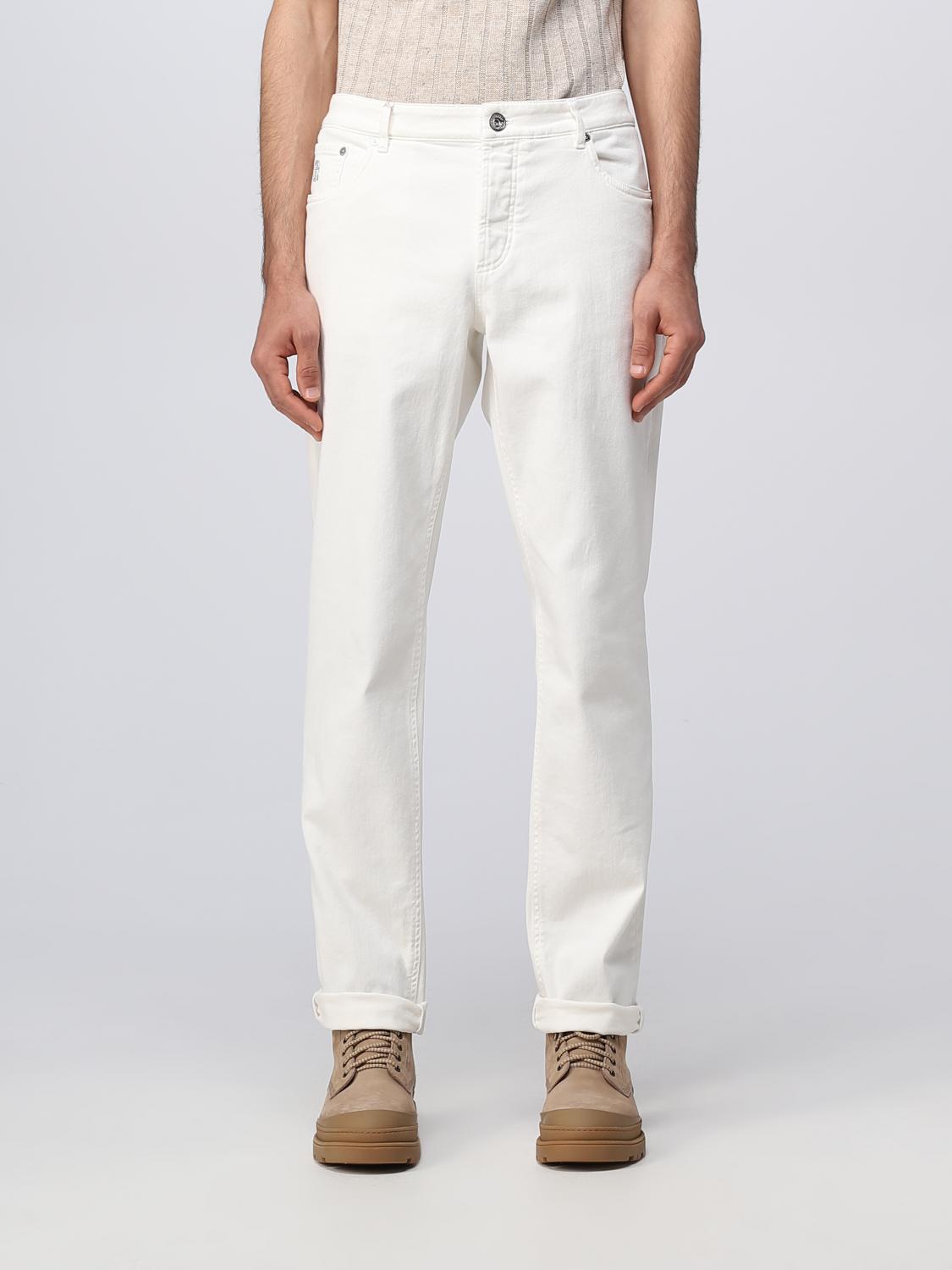 BRUNELLO CUCINELLI MEN'S SNOW WHITE TAILORED TROUSERS