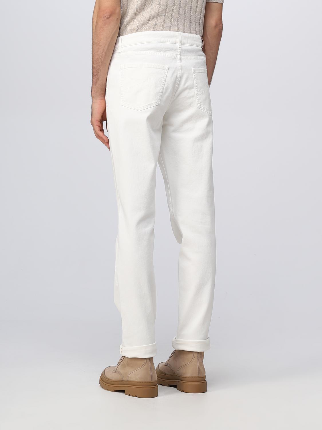 BRUNELLO CUCINELLI MEN'S SNOW WHITE TAILORED TROUSERS