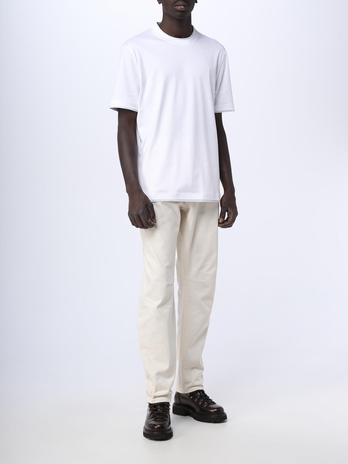 BRUNELLO CUCINELLI MEN'S CREAM STRAIGHT-LEG TROUSERS