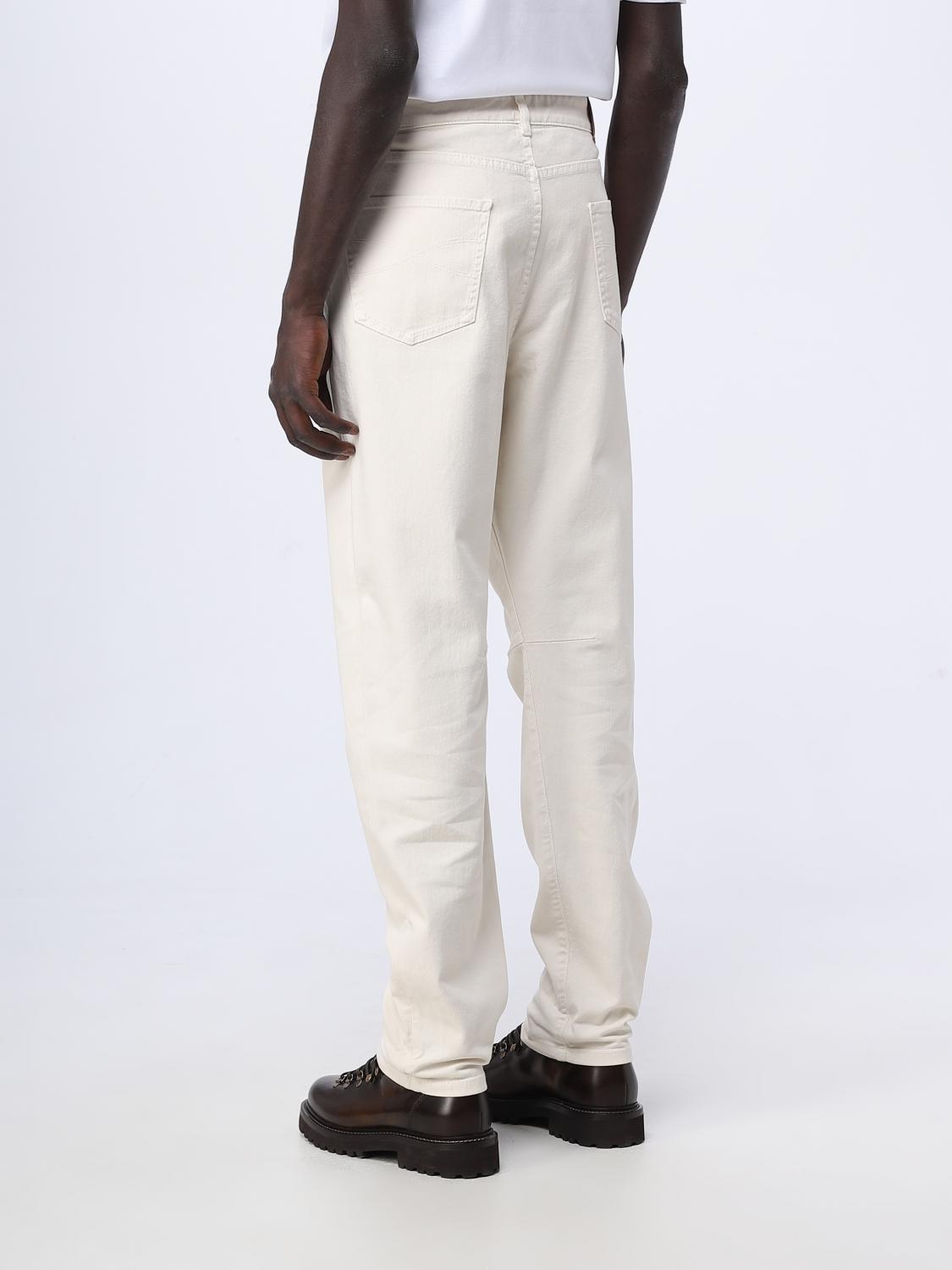 BRUNELLO CUCINELLI MEN'S CREAM STRAIGHT-LEG TROUSERS
