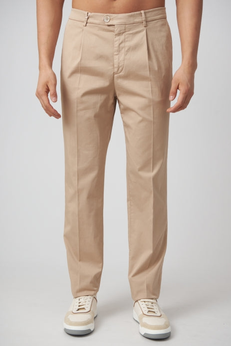 BRUNELLO CUCINELLI MEN'S BEIGE TAILORED TROUSERS