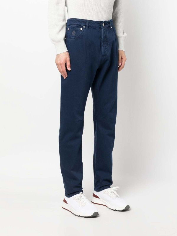 BRUNELLO CUCINELLI MEN'S BLUE TAILORED TROUSERS