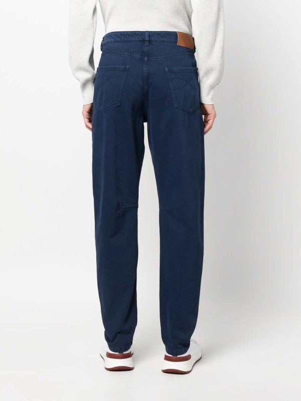 BRUNELLO CUCINELLI MEN'S BLUE TAILORED TROUSERS