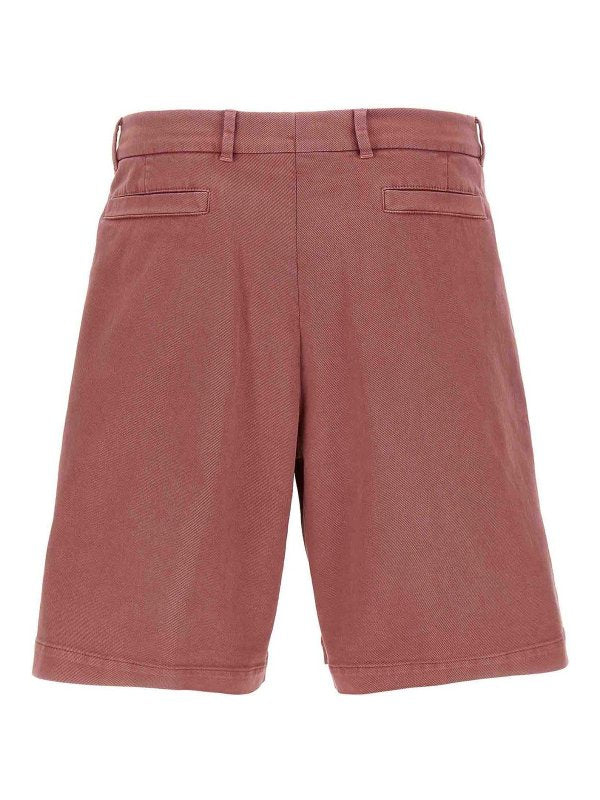 BRUNELLO CUCINELLI MEN'S RASPBERRY TAILORED COTTON SHORTS
